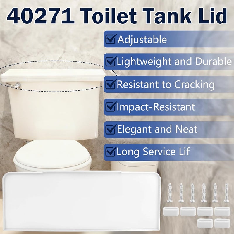 Shahn 40271 Universal Toilet Tank Lid Cover Replacement, Adjustable, Fits Most Standard Toilets (White) - Image 4